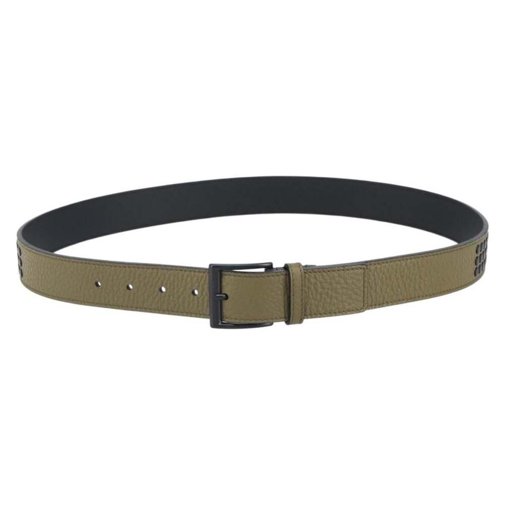 Burberry Leather Studs Belt Khaki Green
